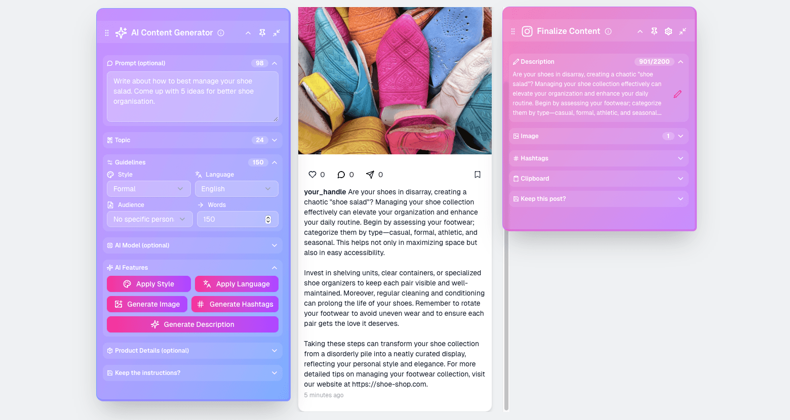 Generate compelling descriptions